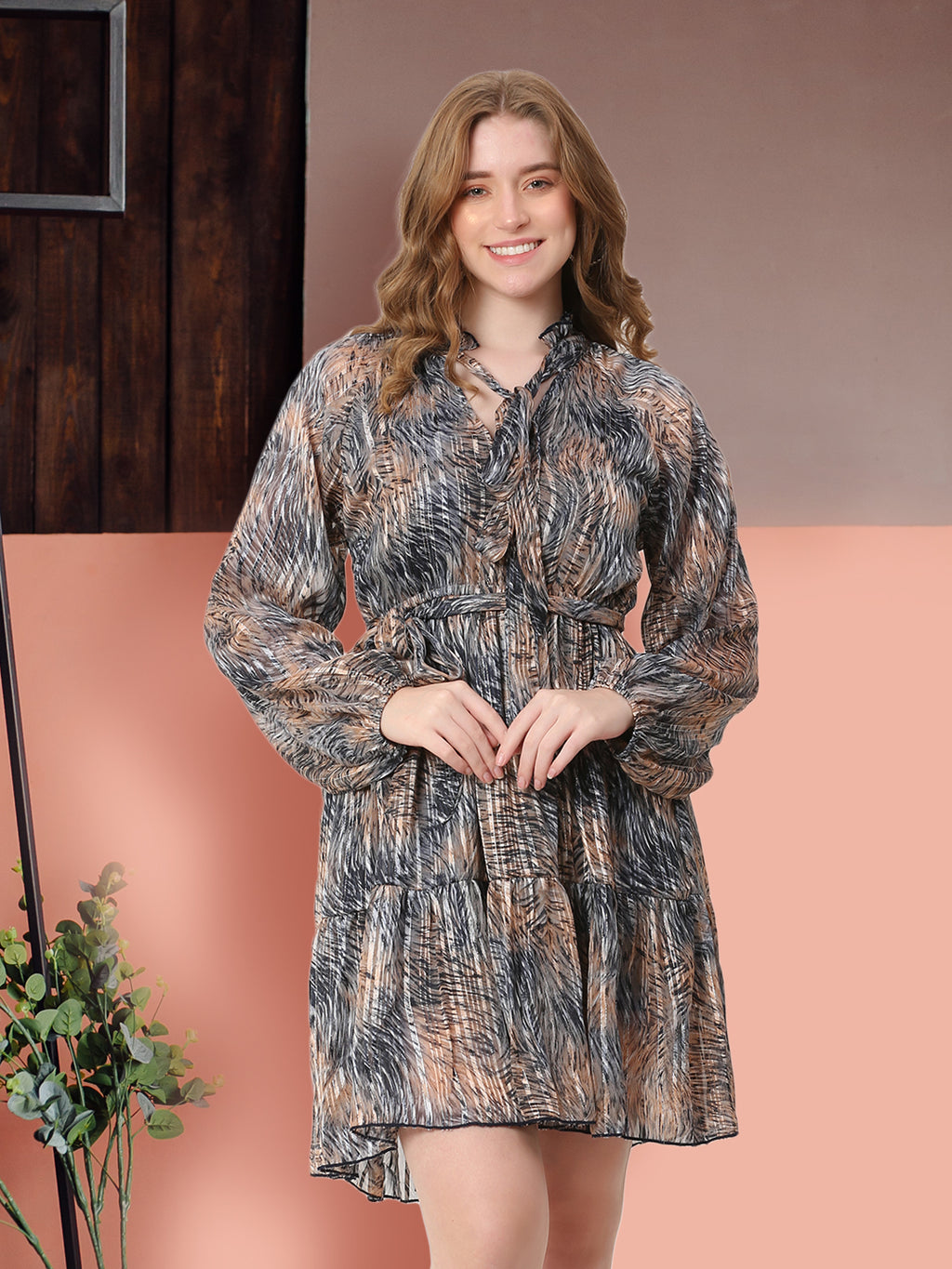 The Shadow Line Dress – Black/Brown Blend