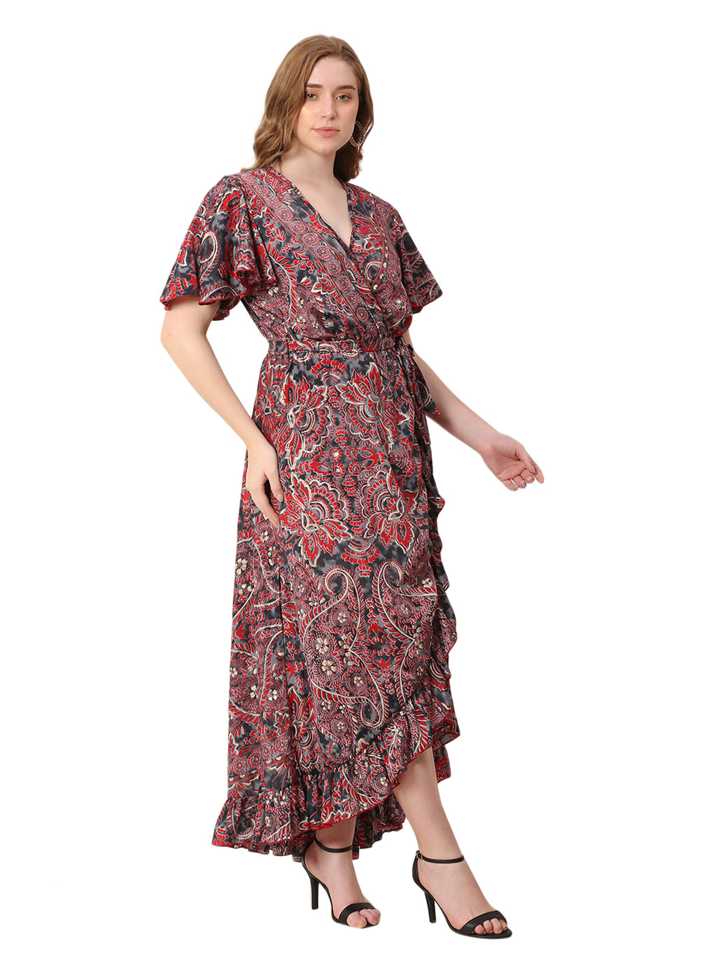 The Saffron Verse Dress – Red with Persian Print