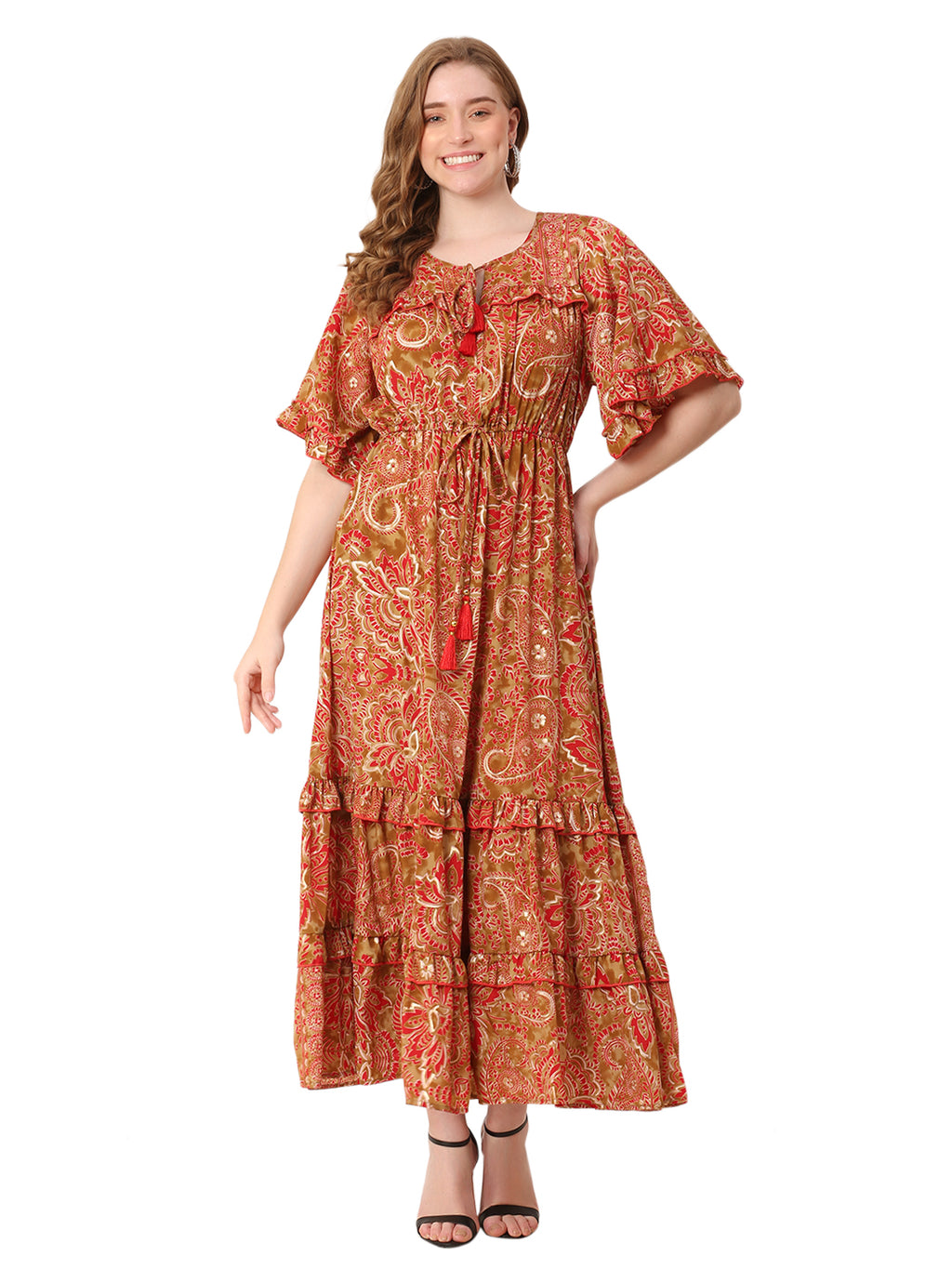 The Solar Move Dress – Ankle-Length Orange