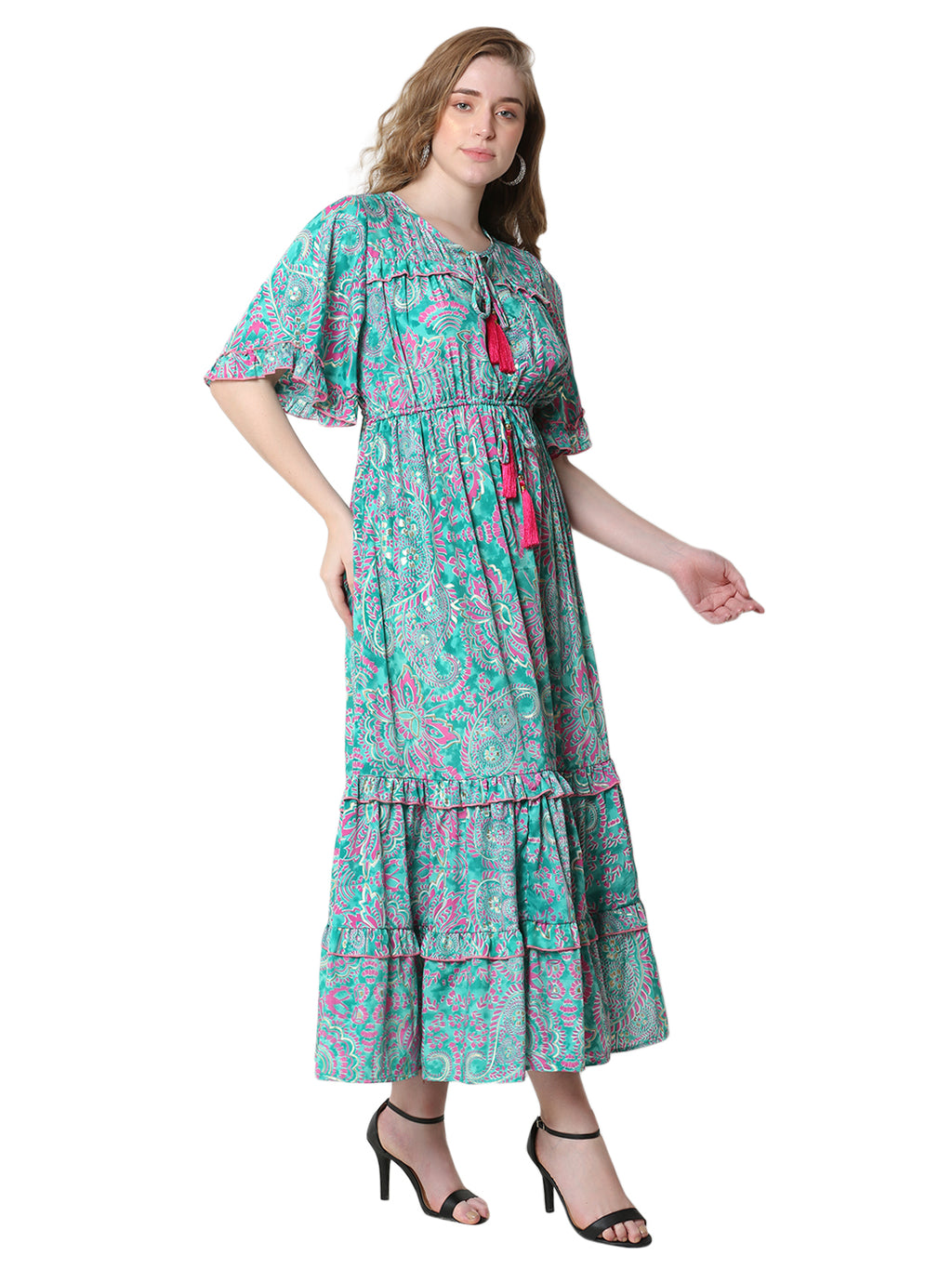 The Flow Command Dress – Ankle-Length Turquoise
