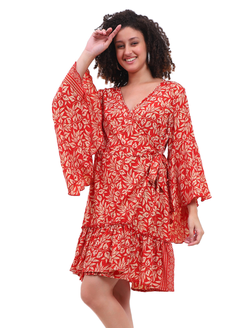 The Evergreen Dress – Leaf Pattern High Sleeve