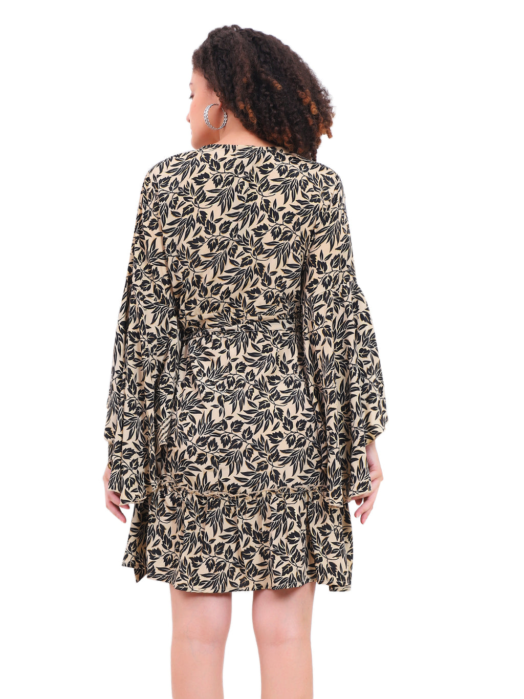 The Evergreen Dress – Leaf Pattern High Sleeve
